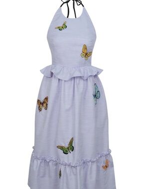 Fanm Mon Didem Lavender Butterfly Halter Dress
